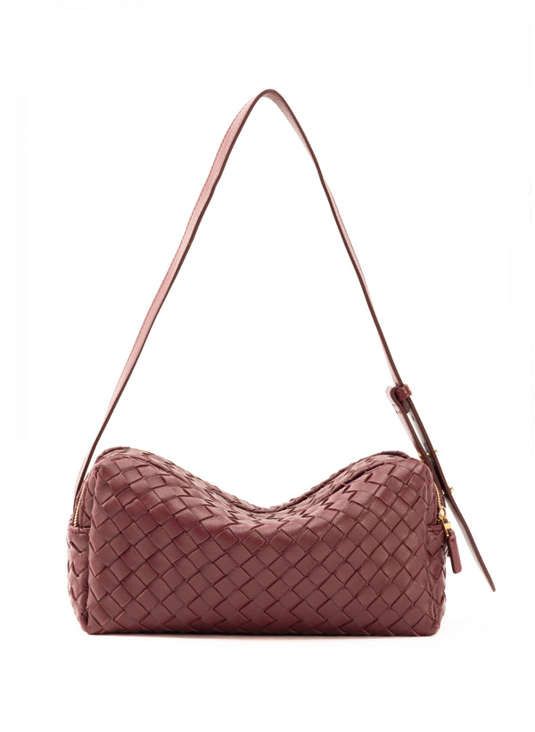 elleme Trousse Woven Leather Burgundy