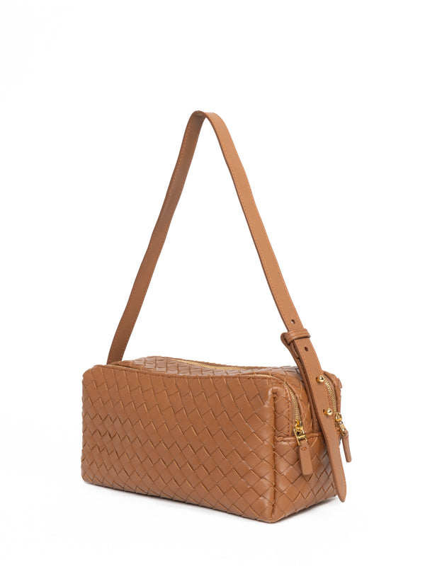 Elleme Trousse Woven Leather Cognac