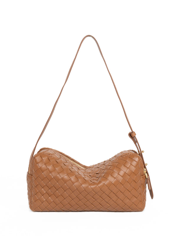 elleme Trousse Woven Leather Cognac