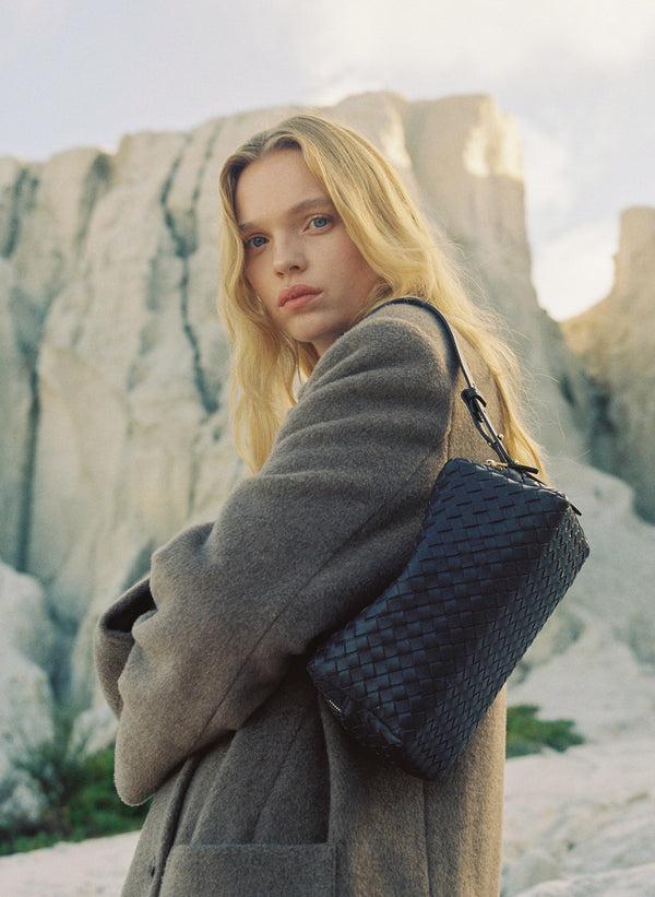 Elleme Trousse Woven Leather Dark Brown