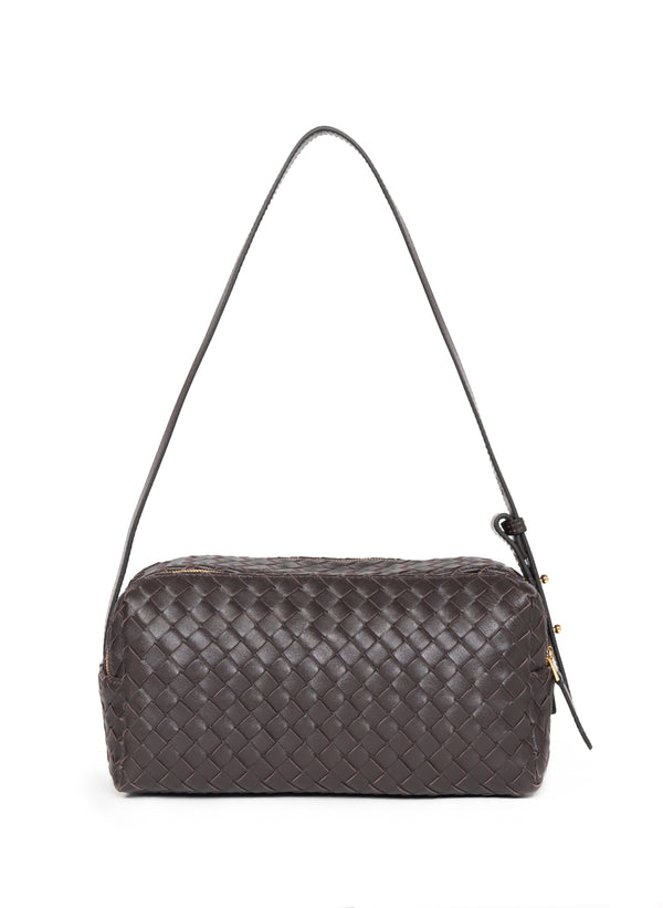 Elleme Trousse Woven Leather Dark Brown
