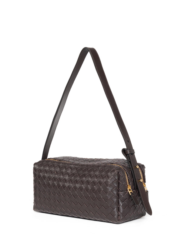 Elleme Trousse Woven Leather Dark Brown