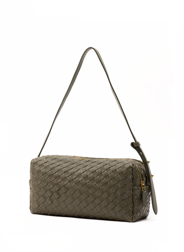 Elleme Trousse Woven Leather Olive Green
