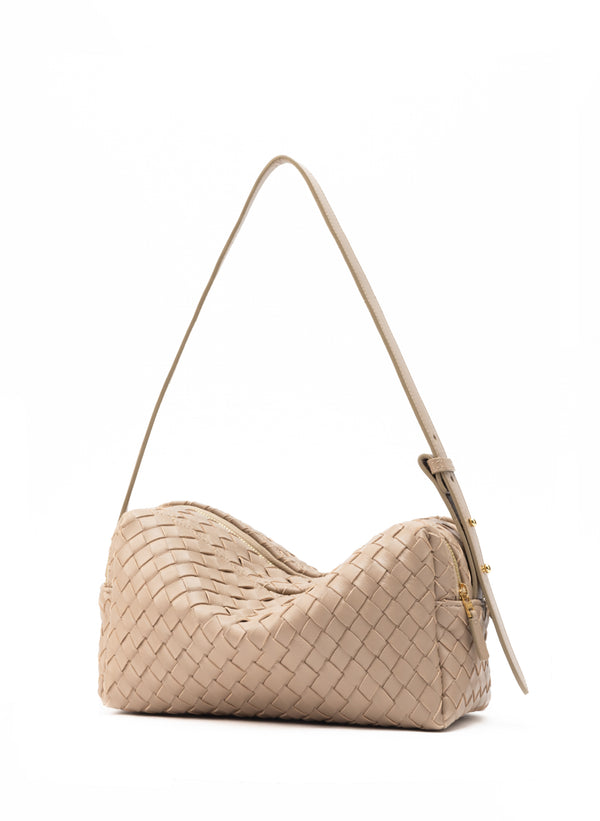 Elleme Trousse Woven Leather Taupe