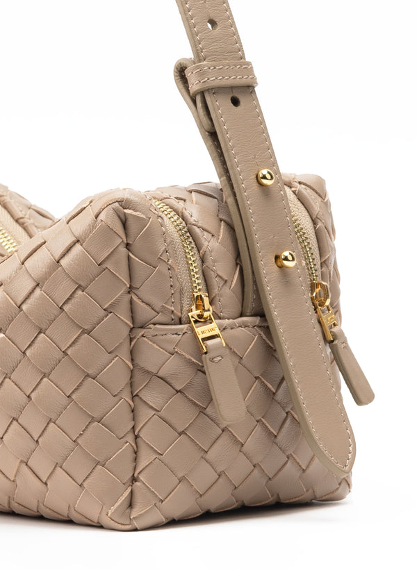 Elleme Trousse Woven Leather Taupe