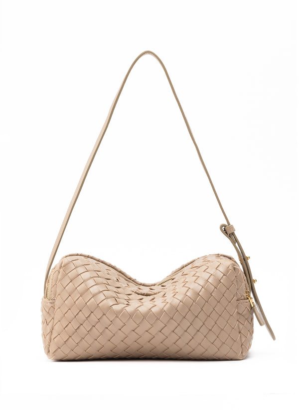 elleme Trousse Woven Leather Taupe