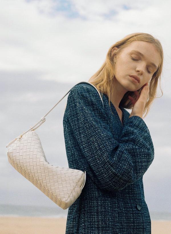 Elleme Trousse Woven Leather White