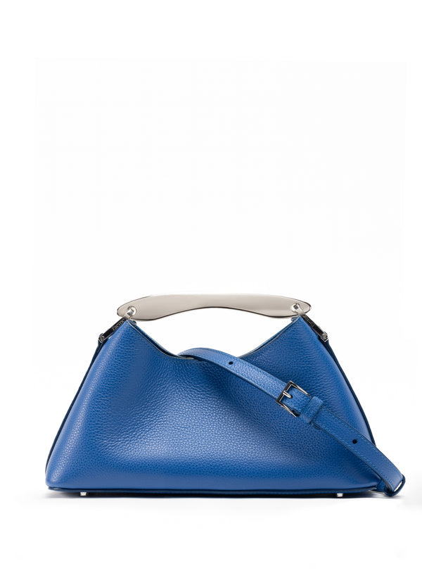 Elleme Mini Boomerang Pebbled Leather Azure Blue - Silver
