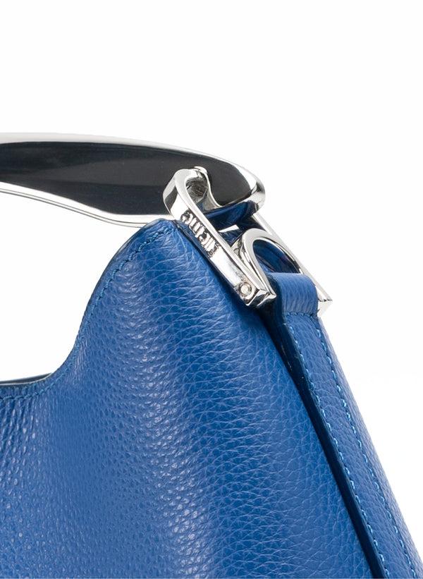 Elleme Mini Boomerang Pebbled Leather Azure Blue - Silver