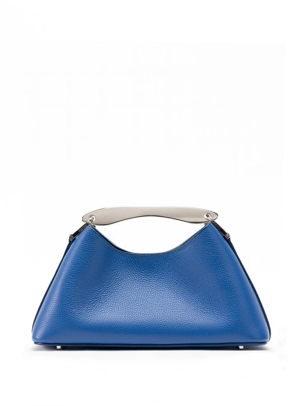 elleme Mini Boomerang Pebbled Leather Azure Blue - Silver