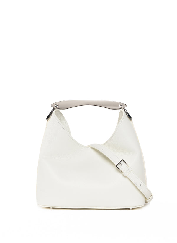 Elleme Small Boomerang Pebbled Leather White - Silver