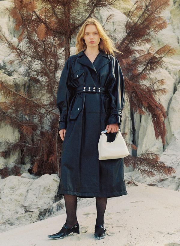 elleme Small Boomerang Pebbled Leather White - Silver