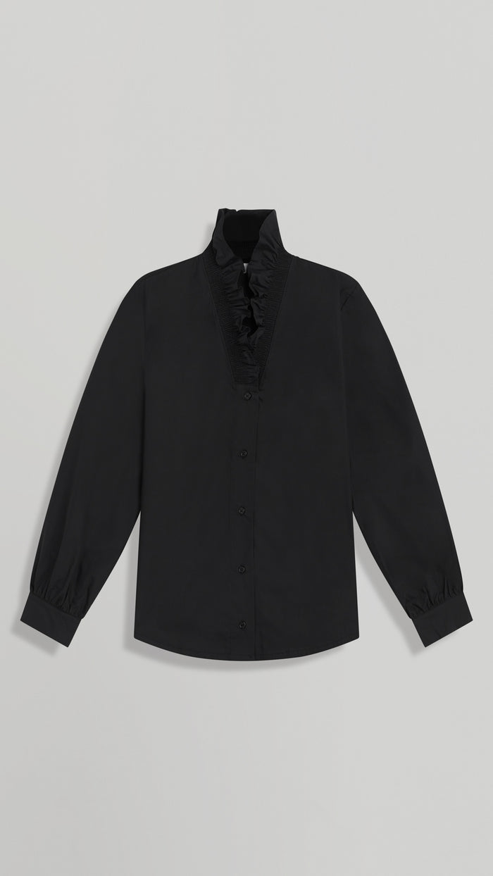 ellen tracy AMELIA RUFFLE NECK SHIRT