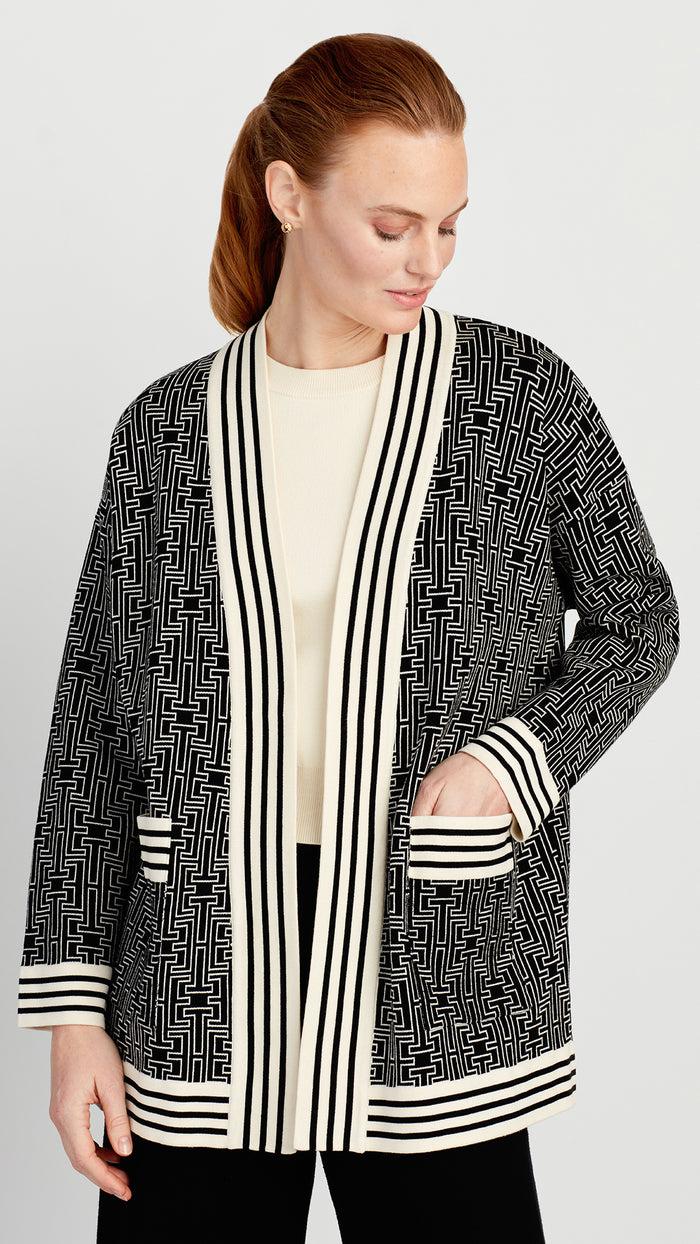 ellen tracy AVA SIGNATURE PRINT CARDIGAN