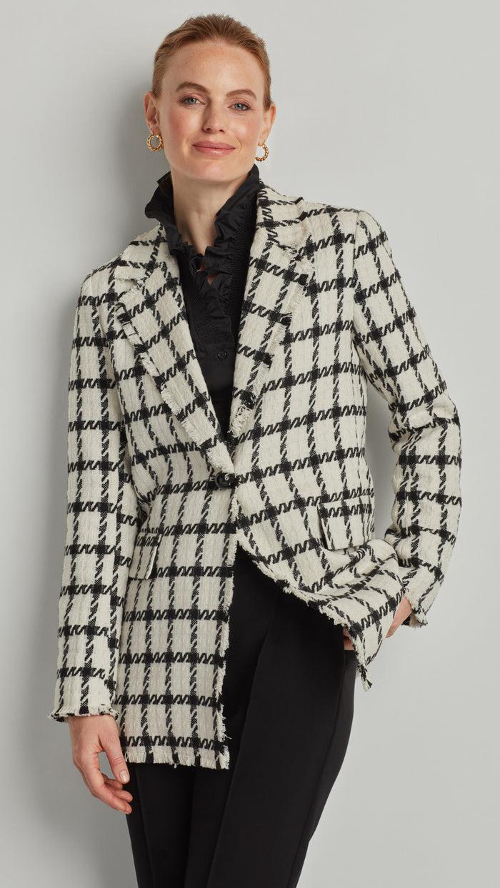 Ellen Tracy CHECKERED BOUCLE BLAZER