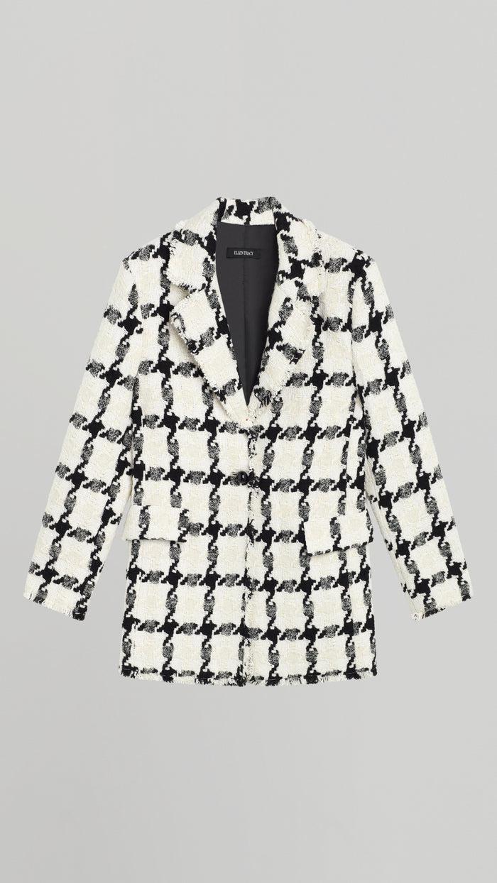 ellen tracy CHECKERED BOUCLE BLAZER