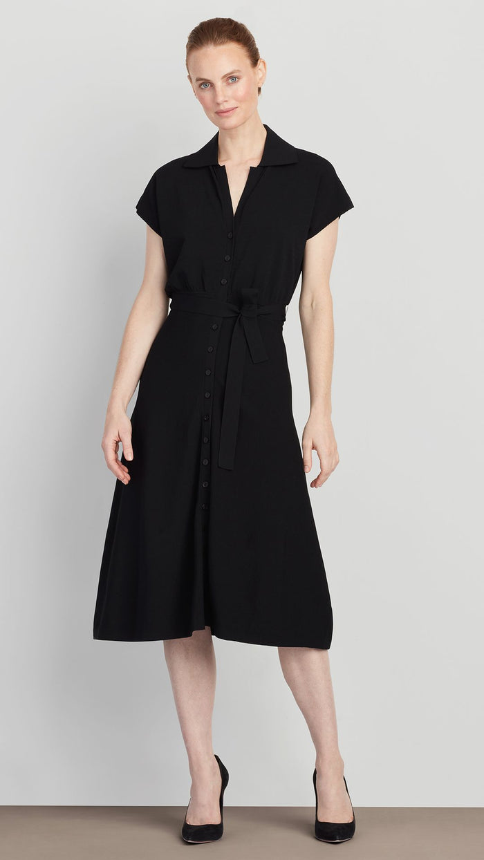 ellen tracy DAHLIA BELTED CREPE DRESS
