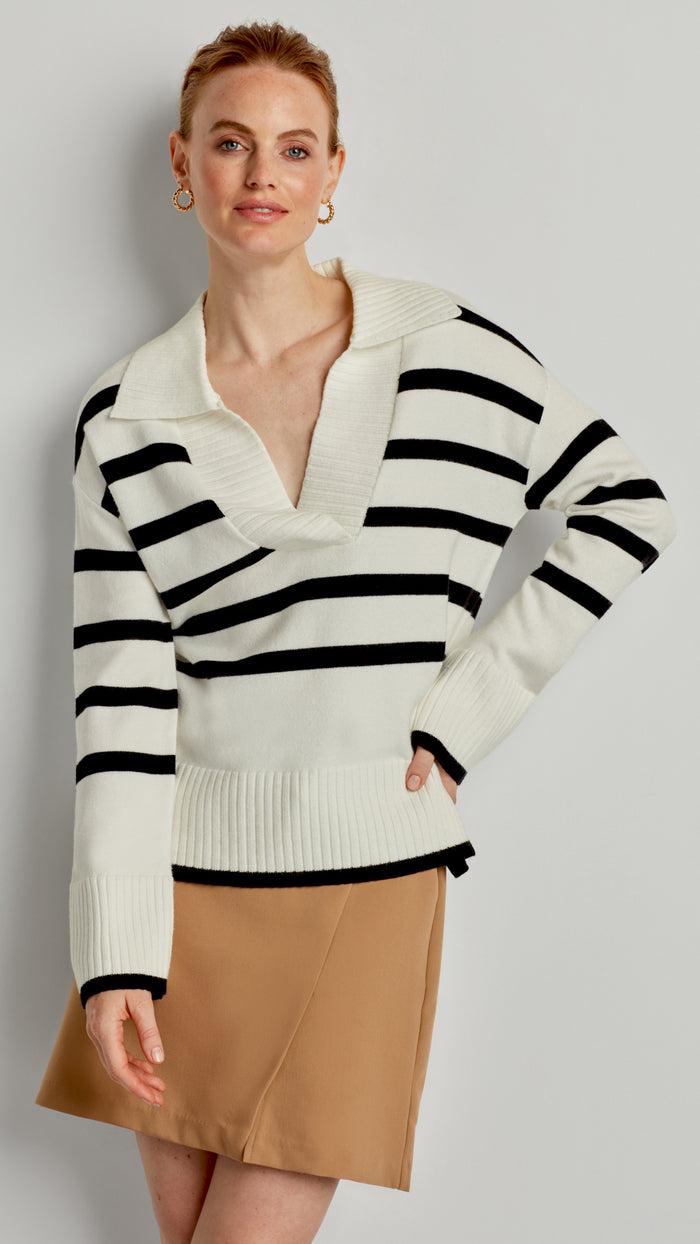 ellen tracy DEEP V COLLARED SWEATER