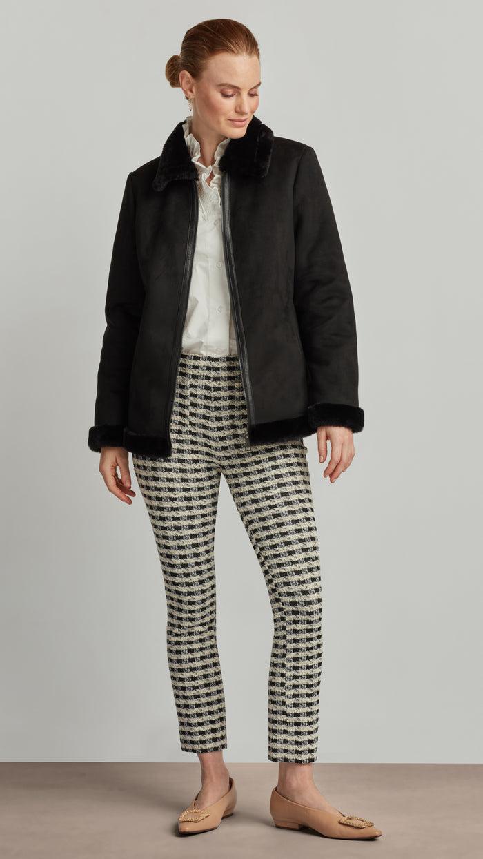 Ellen Tracy FAUX SHEARLING ZIPPER JACKET