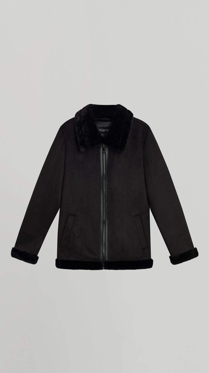 ellen tracy FAUX SHEARLING ZIPPER JACKET