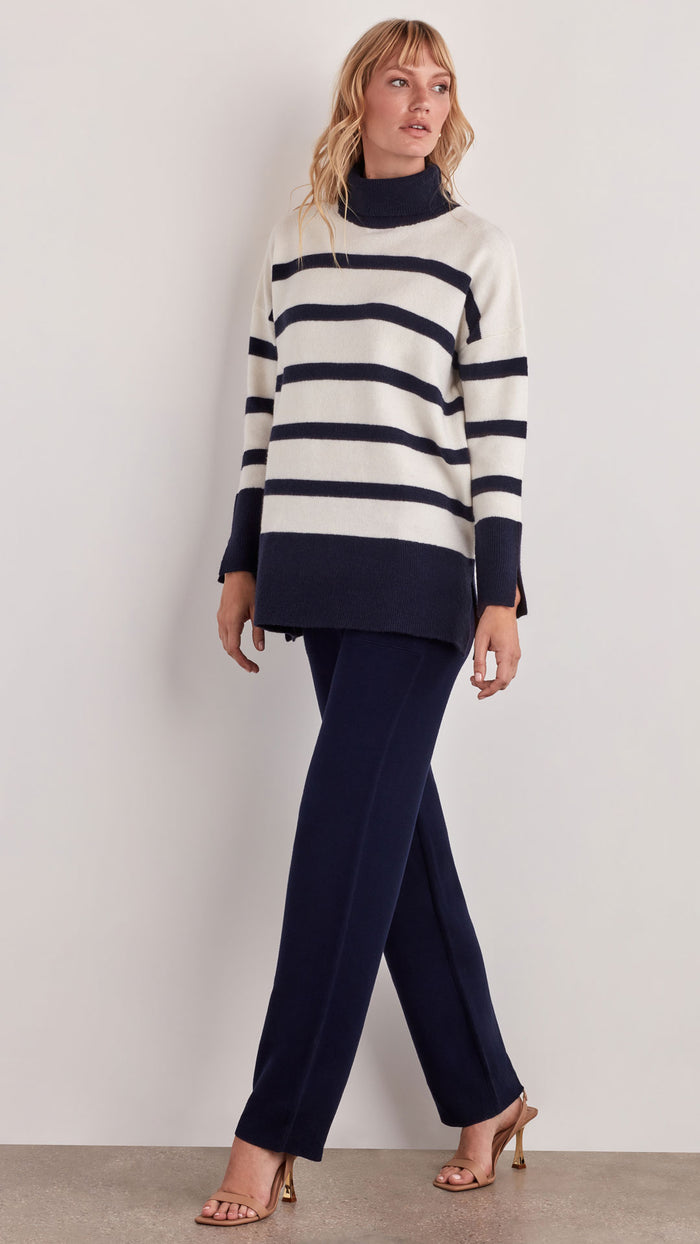 ellen tracy FIONA STRIPED TURTLENECK SWEATER