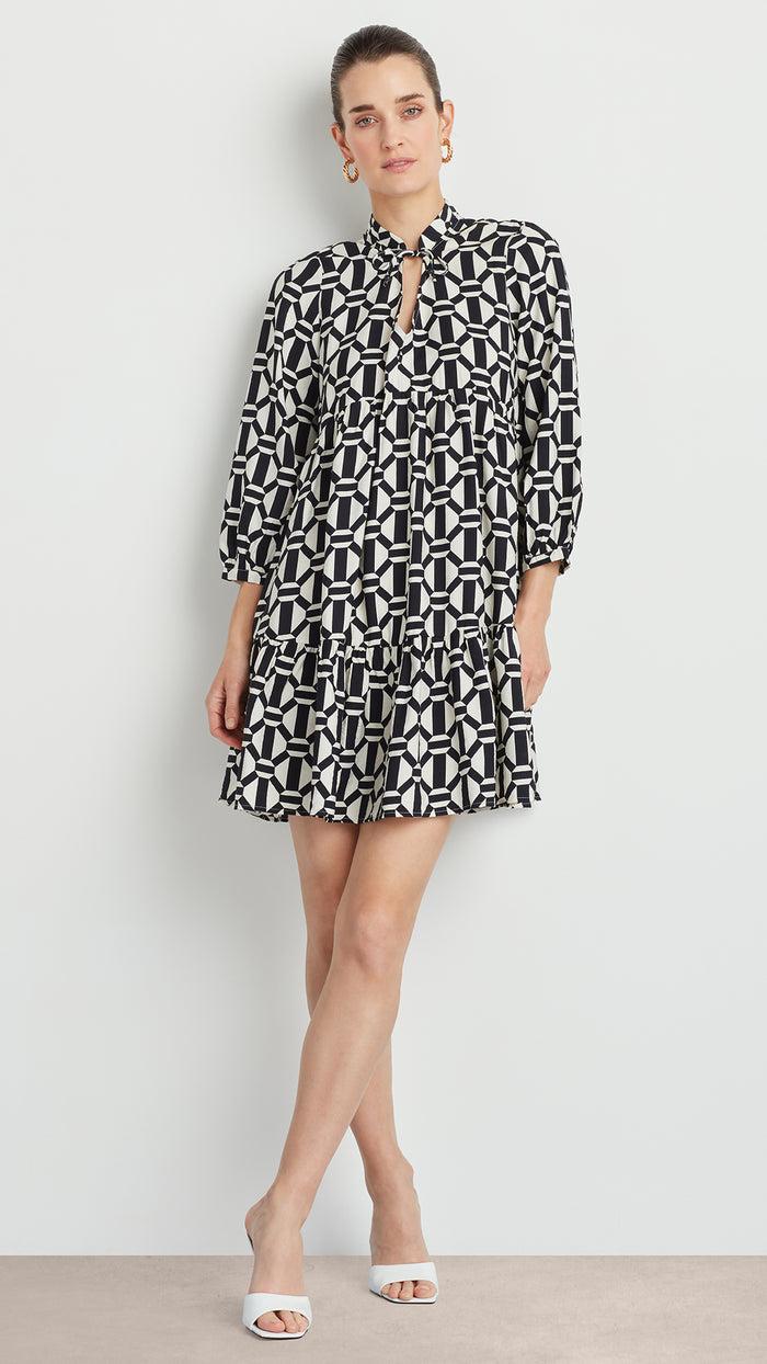 ellen tracy GEO PRINT TIERED DRESS