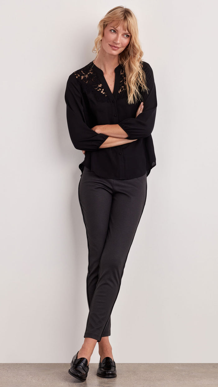 ellen tracy LACE TRIM BLOUSE