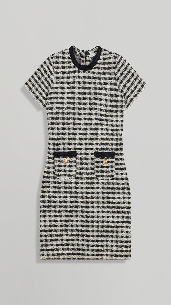 ellen tracy LILY HOUNDSTOOTH BOUCLE DRESS