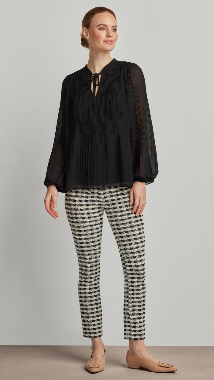 ellen tracy LONG SLEEVE SEMI-PLEATED SHIRT