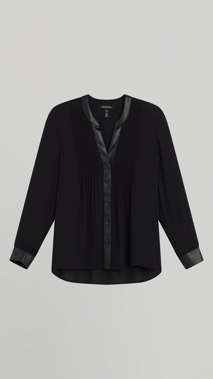 ellen tracy MANDARIN COLLAR TOP