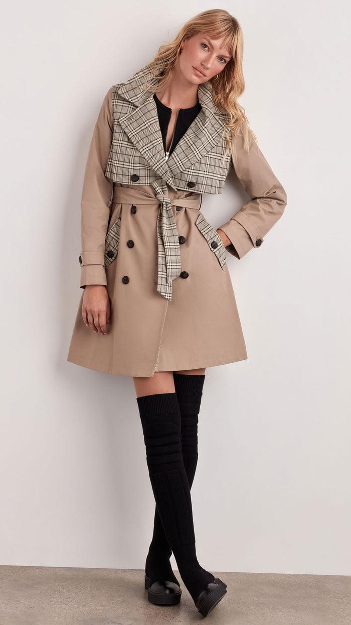 ellen tracy MIXED MEDIA TRENCH COAT