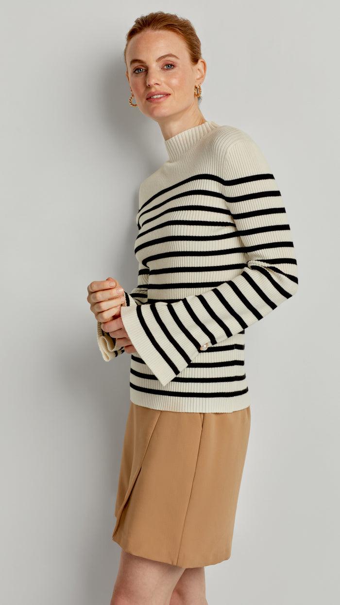ellen tracy MOCK NECK FLUTTER SLEEVE SWEATER
