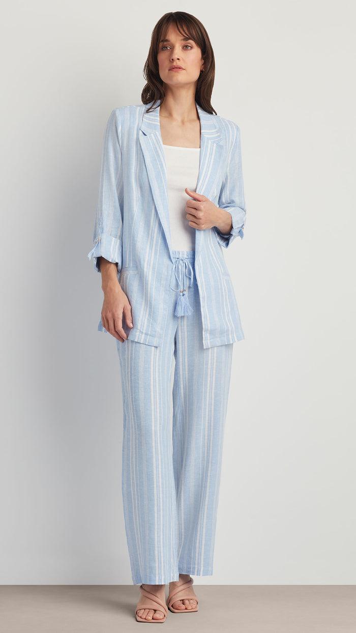 ellen tracy OPEN FRONT LINEN BLEND BLAZER