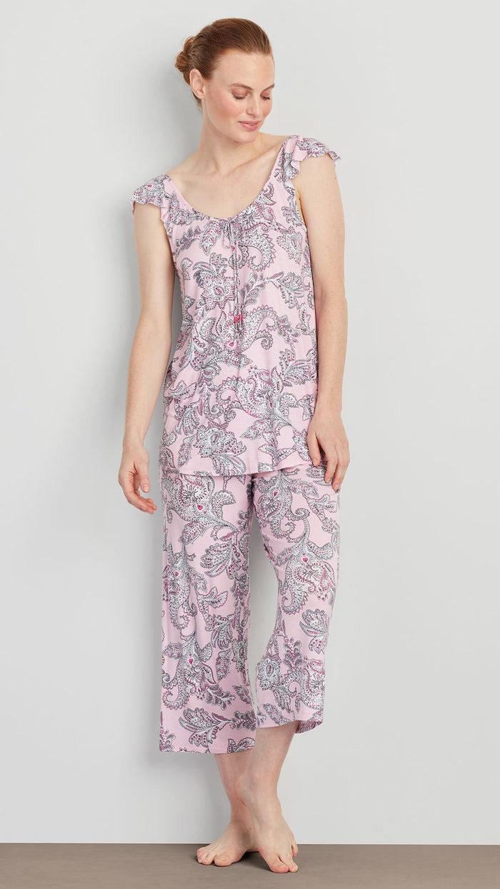 ellen tracy PJ SET WITH CROPPED WIDE LEG PANT