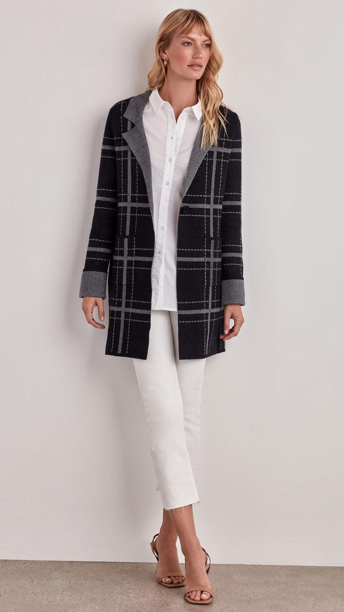 ellen tracy PLAID CARDIGAN SWEATER