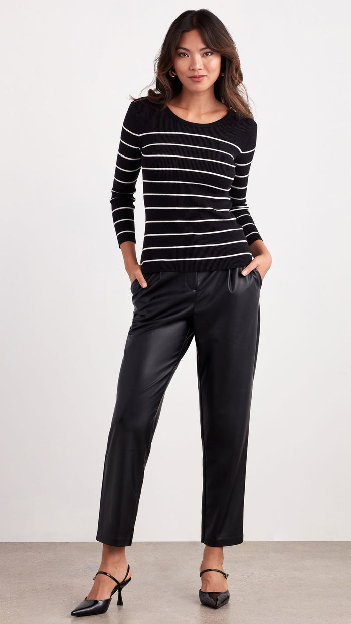 ellen tracy PLEATED FAUX LEATHER PANT