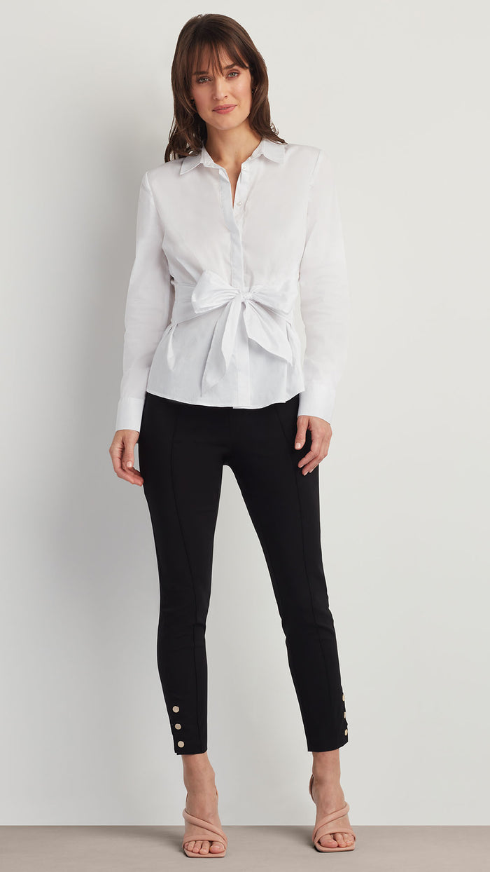 ellen tracy POPLIN TIE FRONT SHIRT