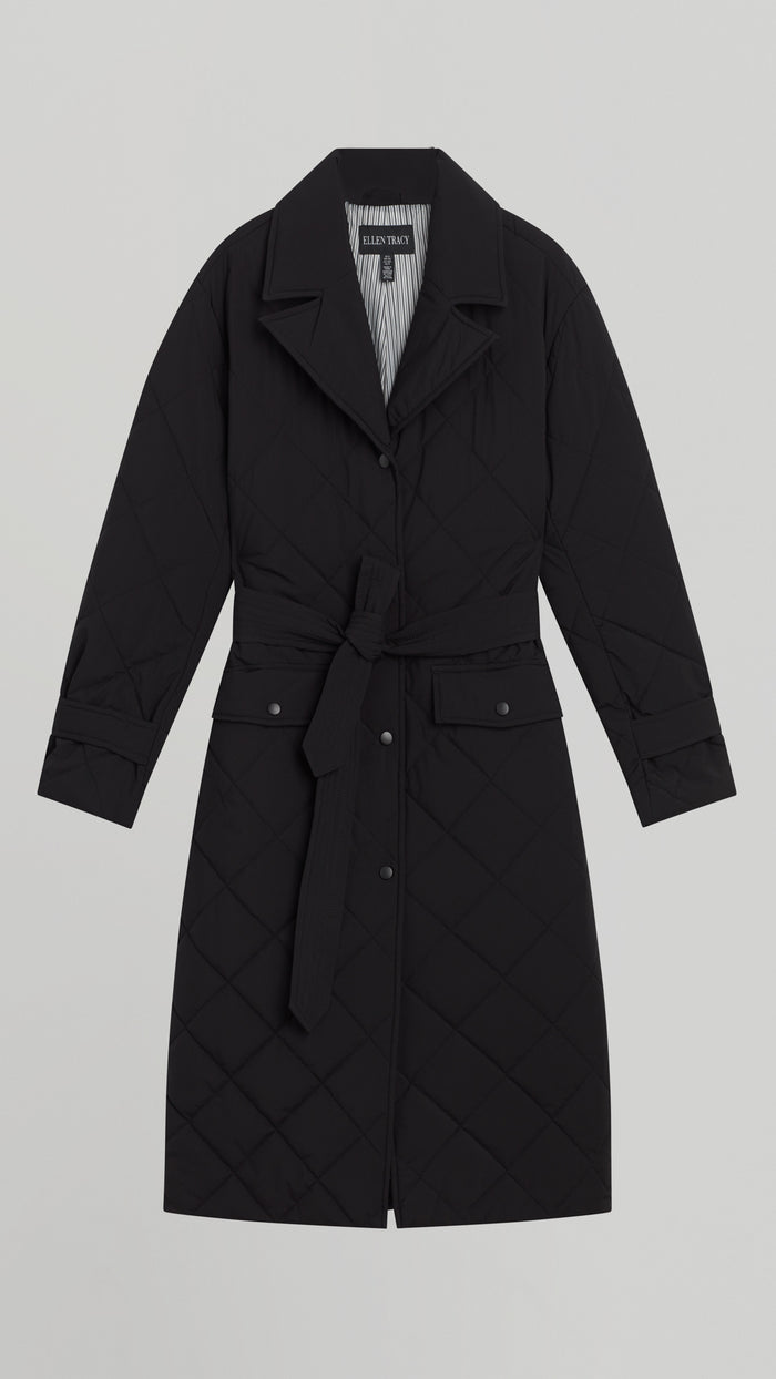 Ellen Tracy QUILTED TRENCH COAT