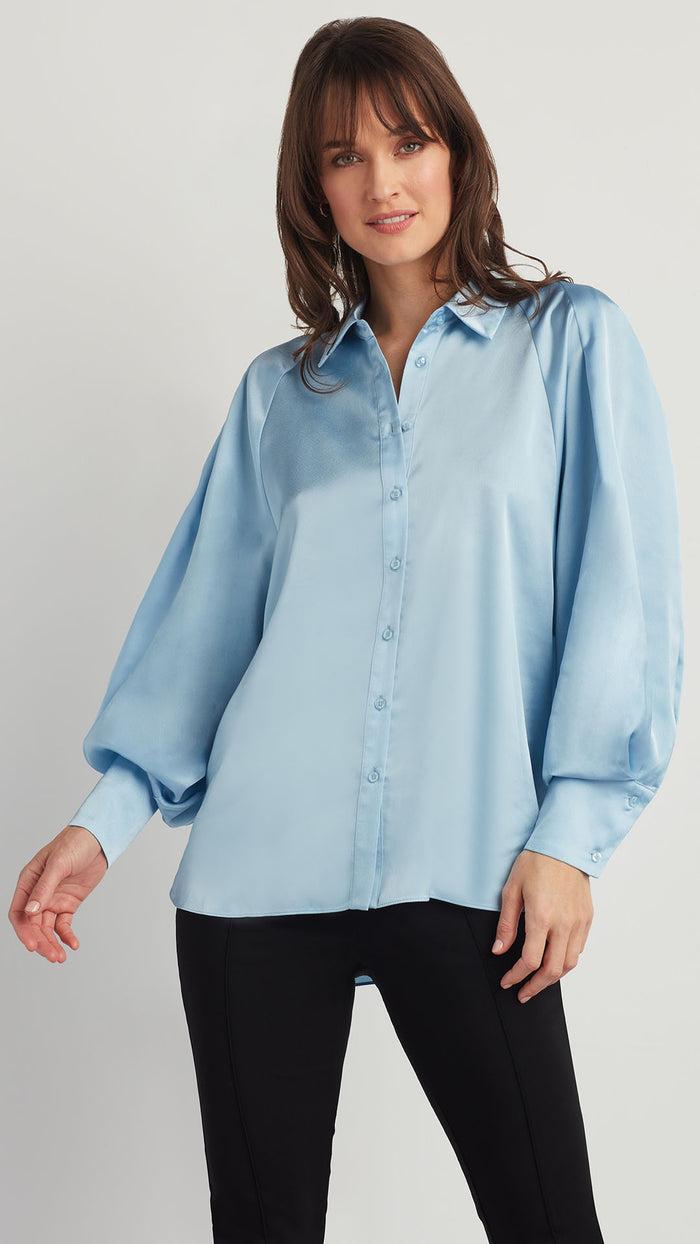 ellen tracy SATIN OVERSIZED BUTTON DOWN
