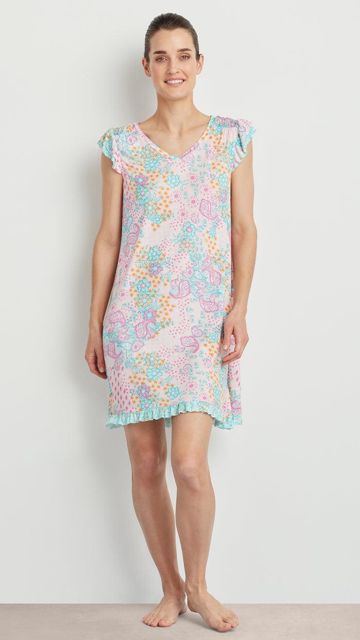 ellen tracy SHORT FLUTTER SLEEVE CHEMISE