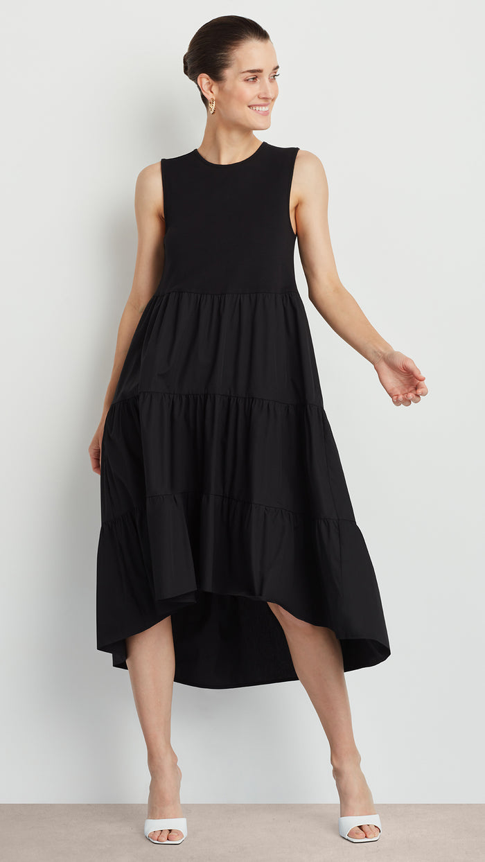 Ellen Tracy SLEEVELESS DRESS WITH TIERED SKIRT