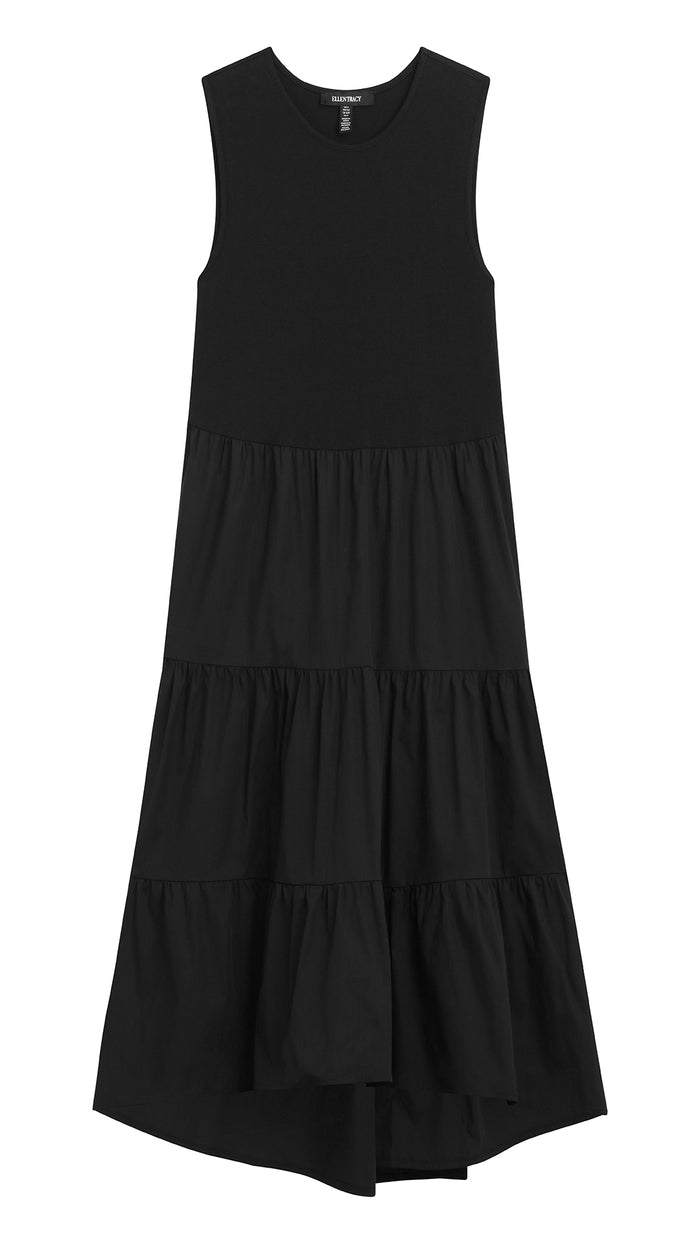 Ellen Tracy SLEEVELESS DRESS WITH TIERED SKIRT