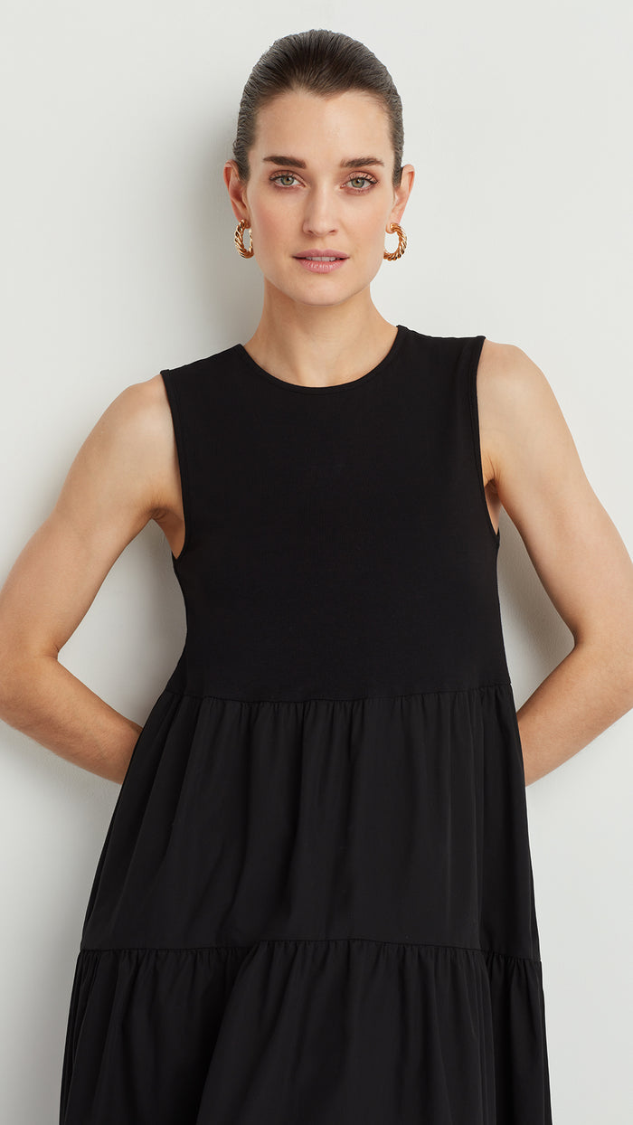 Ellen Tracy SLEEVELESS DRESS WITH TIERED SKIRT