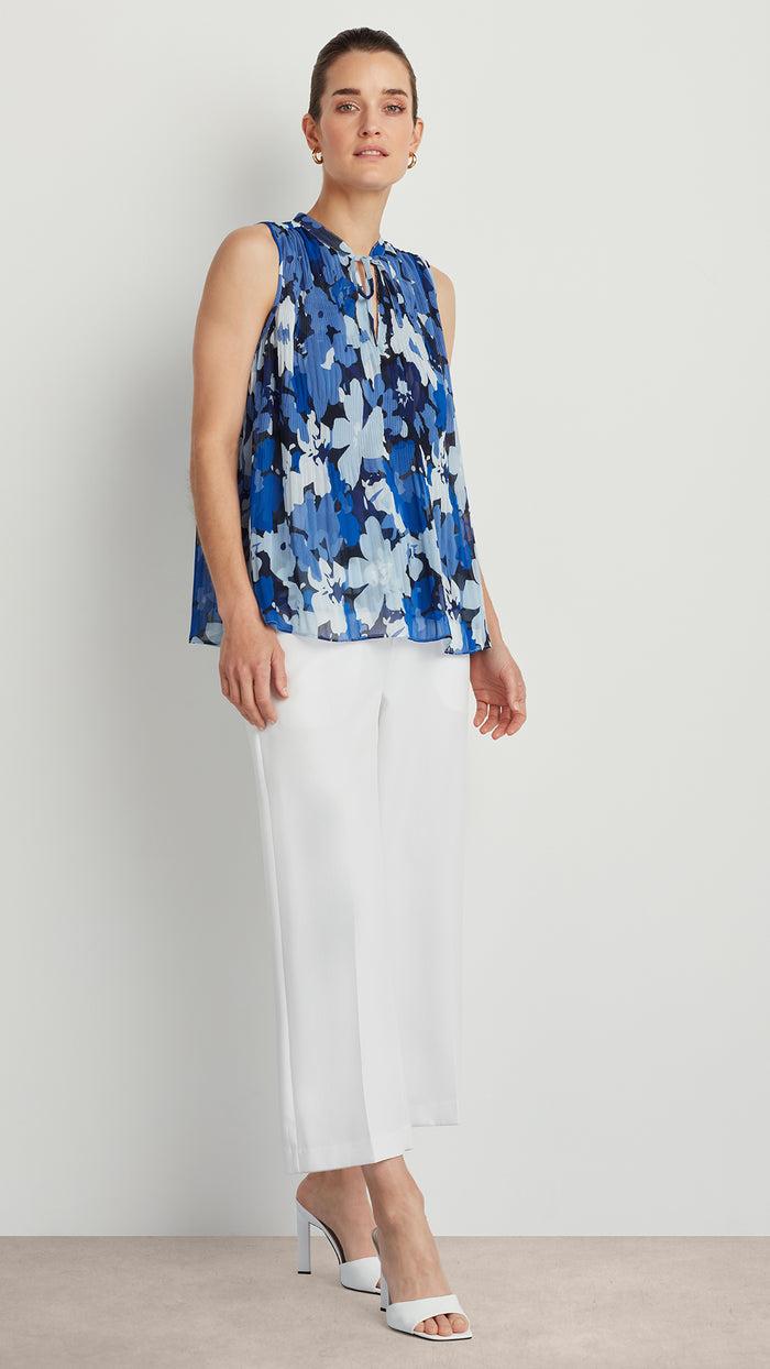 ellen tracy SLEEVELESS PLEAT AND RELEASE TOP