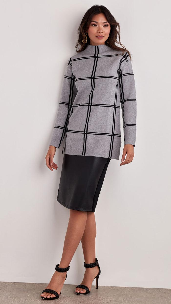 ellen tracy STRIPE DETAIL TUNIC SWEATER