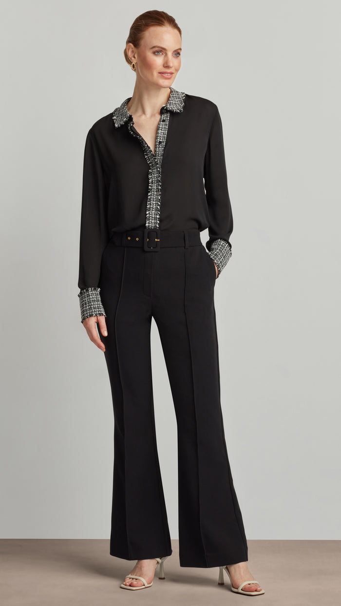 Ellen Tracy TWEED TRIM BLOUSE