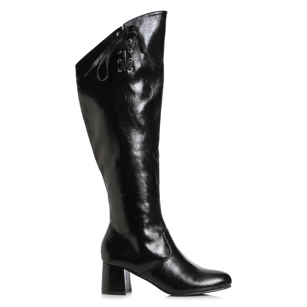 ellis curtain 3" Heel Knee High Boot with Side Zipper & Lace Up Detail