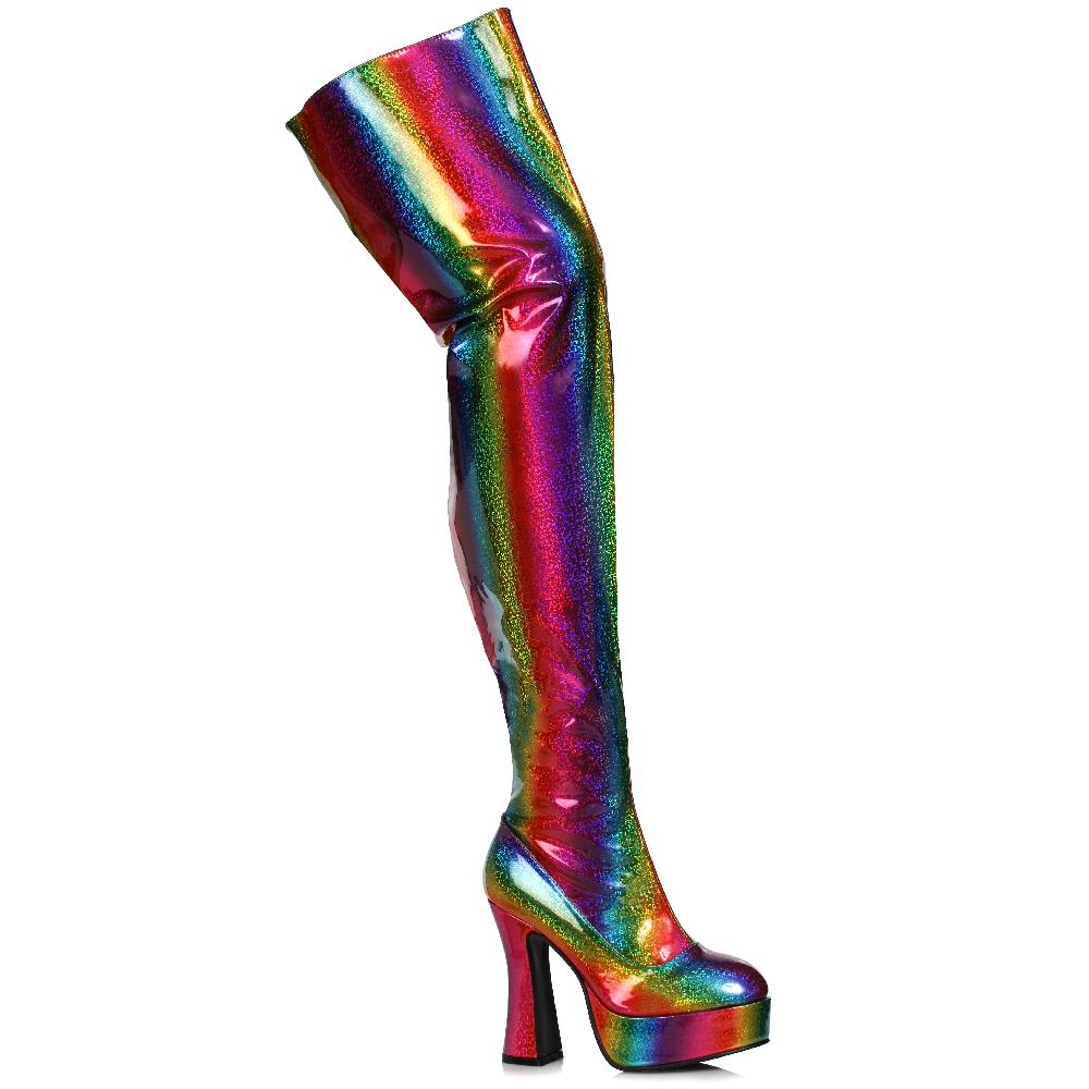 ellis curtain 5.5" Chunky Heel Women's Rainbow Thigh High Boot