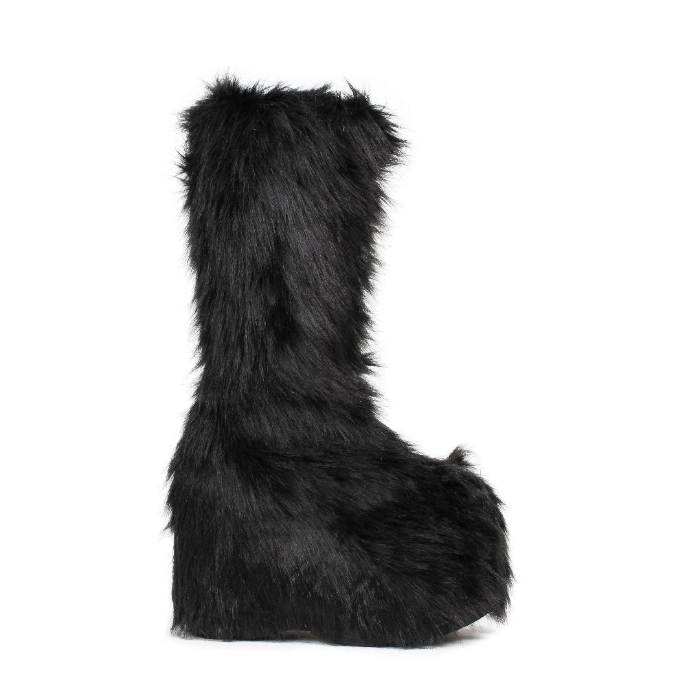 Ellis Curtain 5" Chunky Heel Platform Boot With Faux Fur