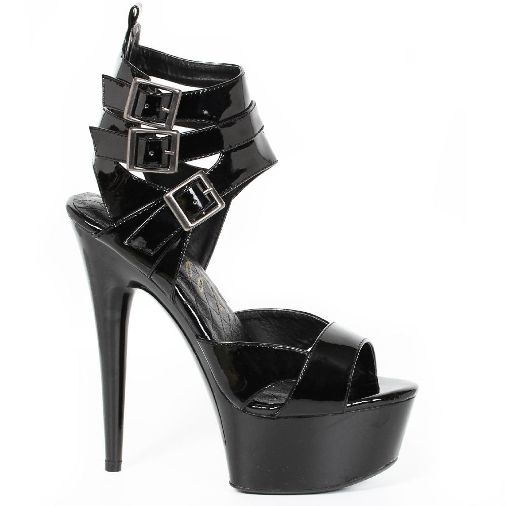 ellis curtain 6" PeepToe Platform with triple strap and buckle detail